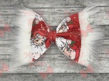 Vintage Santa Bullet Fabric Fur Bow 6 Inch Bow Alligator Clip NEW
