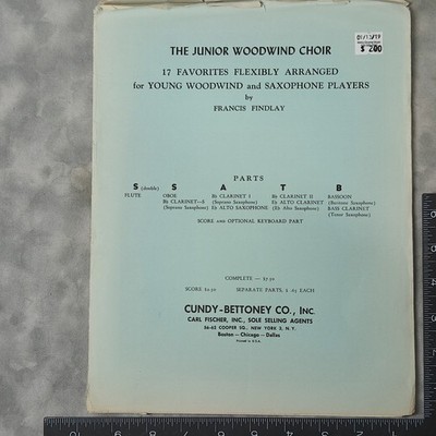 1965 Junior Woodwind Choir Francis Findlay Prokofiev Fleeting Moments Parts Pack