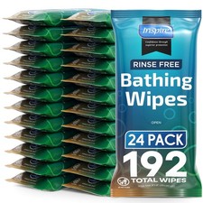 Inspire Rinse-Free Bathing Wipes for Adults, 192 Ct   Extra Large, Aloe
