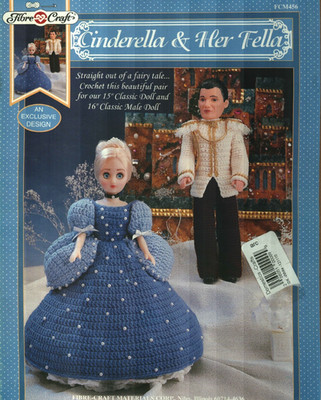 CINDERELLA & HER FELLA DOLL DRESS & OUTFIT FIBRE CRAFT CROCHET PATTERN LEAFLET