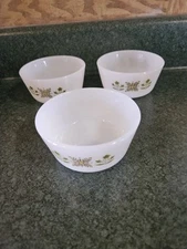 3 Fire-King Meadow Green Custard Bowls #434 Anchor Hocking 6 Oz