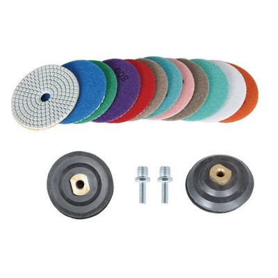 LABLT 14 PCS 4Inch Diamond Polishing Pads Kit with 2PCS 5/8  -11 Backer Pad