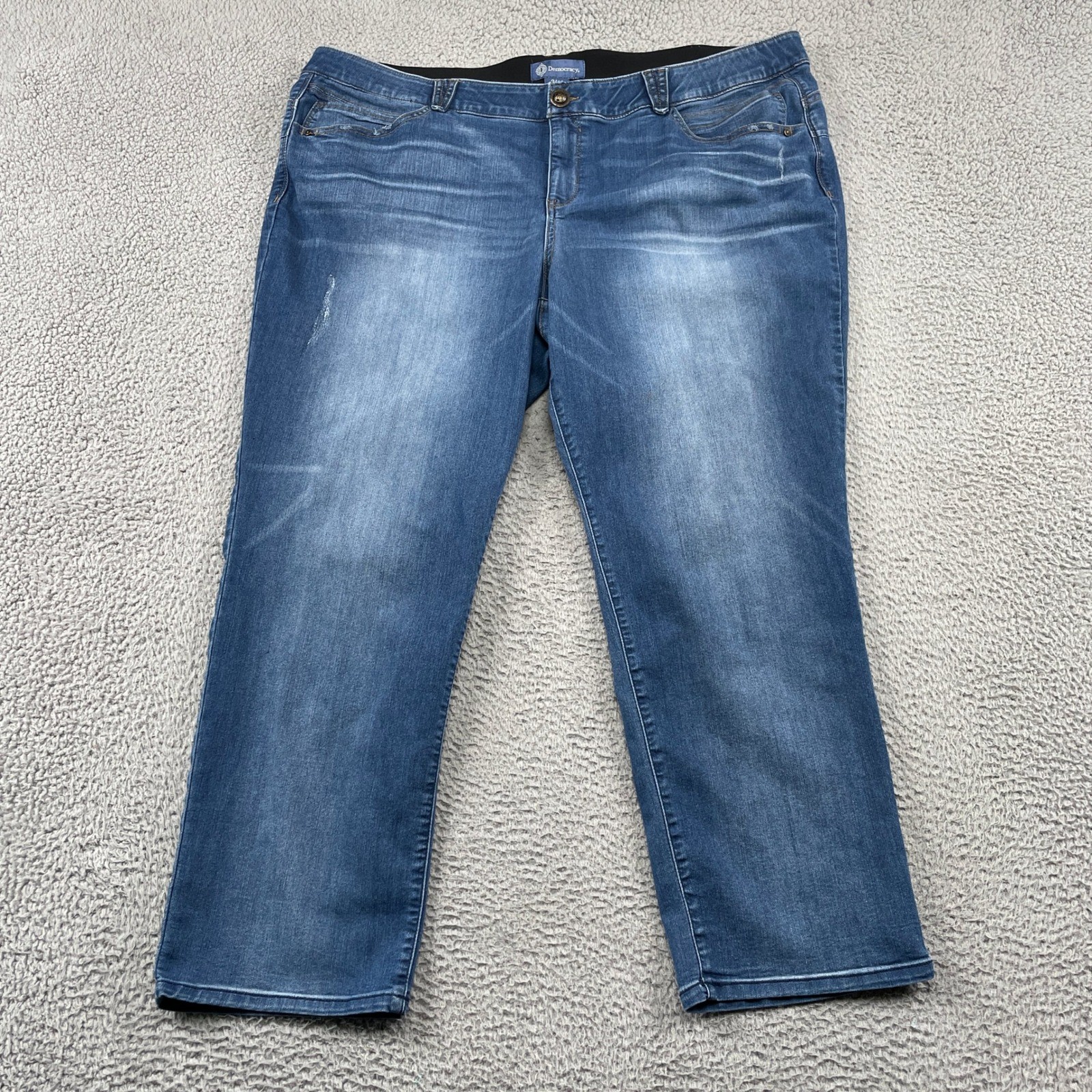 Democracy Jeans Womens 24W Blue Ab solution Crop Straight Leg High Rise Stretch