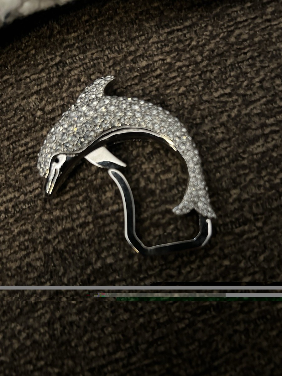 Judith Leiber Crystal Dolphin Keychain Key Fob Authentic. View 2
