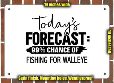 Metal Sign - FISHING FOR WALLEYE Forecast For Today - 14x10 inches