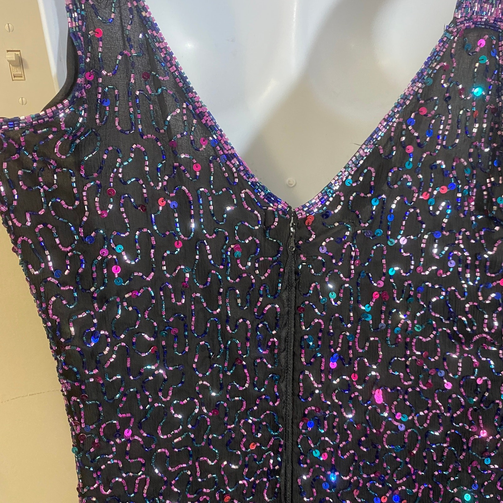 Vintage Carina by Barry Lee Fully Beaded Sequin Gown Formal Dress Sz 3X VTG thumbnail 12