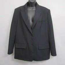 Zara Womens Blazer Medium Charcoal Gray Black Pin-Stripe Single Breasted NWT