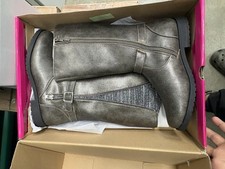 Nina Nicki Girls Boots 4M Grey Combo Mid Calf Boots