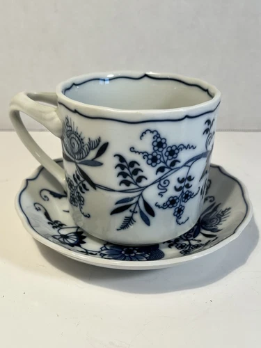 Blue Danube Japan Coffee Mug & Saucer Cup Porcelain Floral Onion Ribbon Mark