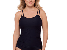 Swim Solutions Women's Black Tunnel Tankini Top Black Size 14 12007