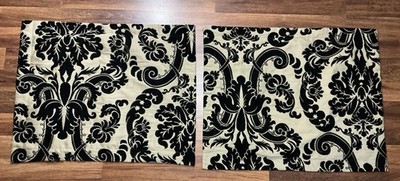 Pair Of Black & Tan Damask STANDARD Springmaid PillowCases 21in X 27in