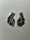 Pendientes de clip vintage Pakula púrpura aurora boreal pedrería tono plata