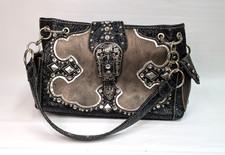 Western Style Shoulder Bag with Rhinestone and Studded Detailing