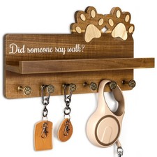Farmhouse Dog Leash Holder for Wall - Decorative Key Hooks Wall Mount with Pa...