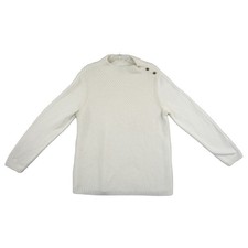 Talbots Sweater Womens Size Large Cream Mock Neck Textured Cable Knit