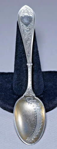 1875 Gorham Sterling Silver RAPHAEL Pattern, Demitasse Spoon, Gold Wash, NO MONO