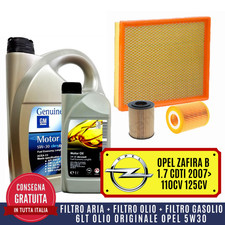 KIT TAGLIANDO OPEL ZAFIRA B 1.7 CDTI 2008> 6 L LITRI LT OLIO OPEL ORIGINALE 5W30