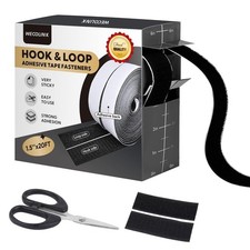20Ft X 1 Inch Hook and Loop Tape Strips with Adhesive, Heavy Duty Sticky Back