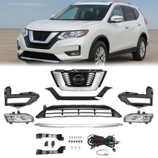 For Nissan Rogue 2017 2018 2019 2020 Chrome Front Upper Lower Grille Fog lights
