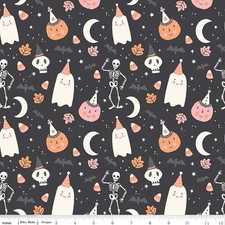 Fat Quarter Riley Blake Hey Pumpkin" Main Charcoal Halloween Quilt Cotton
