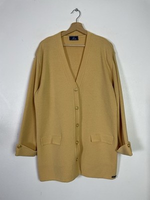 Saint James Strickjacke 100% Wolle Knopfleiste gelb V-Ausschnitt - Gr. XL