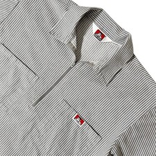 Vintage Ben Davis Work Shirt Mens Medium 1/4 Zip Hickory Stripe Gray Made in USA