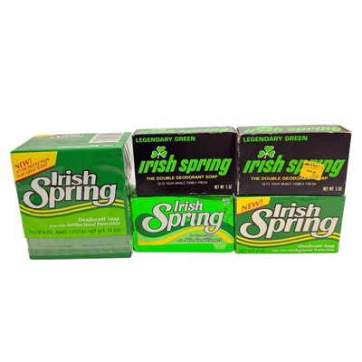 Irish Spring Original Deodorant Soap Lot of 7 Bath Size Bars 5 oz Vintage