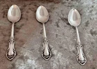 3 - International Sterling Wild Rose Demitasse Spoon 4 1/8"