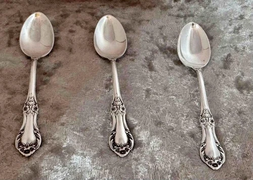 3 - International Sterling Wild Rose Demitasse Spoon 4 1/8"