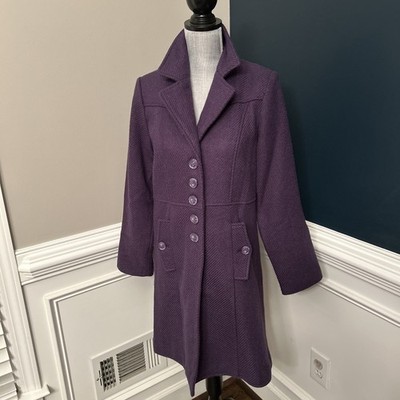 Centigrade Outerwear Purple Wool Blend Lined Long Coat Size XS NWT