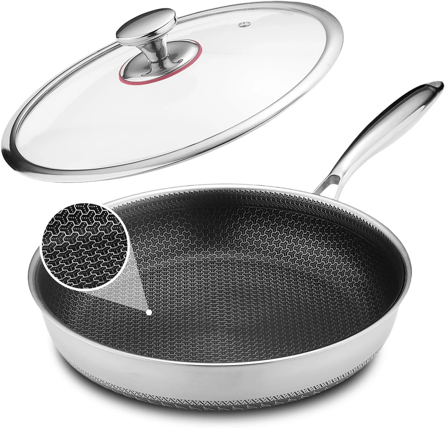 8", 12" Honeycomb Non Stick Frying Pan with Lid,Stainless Steel Skillet Pans NEW
Opens in a new wind