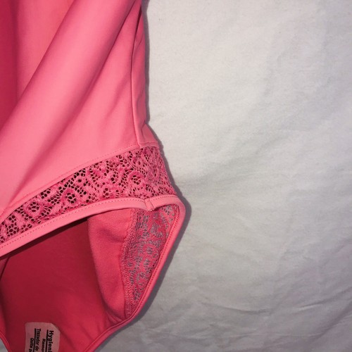 No Boundaries Womens Solid Pink One Piece Swimsuit Tie Back Cute Nwt L H3 - Picture 3 of 8