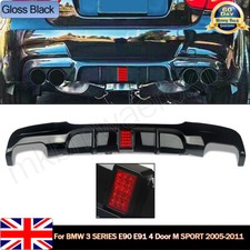 Gloss Black Rear Bumper Diffuser W/ LED For BMW 3 Series E90 E91 M-TECH 05-2011