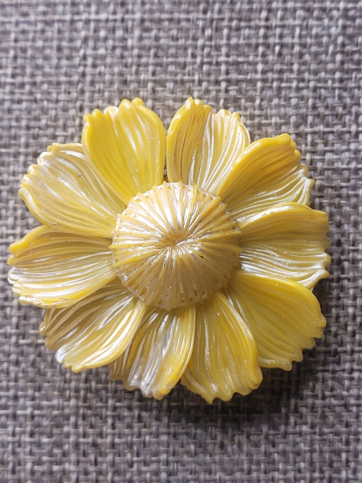 Vintage Yellow Thin Plastic Daisy Flower Handmade Bro… Gem