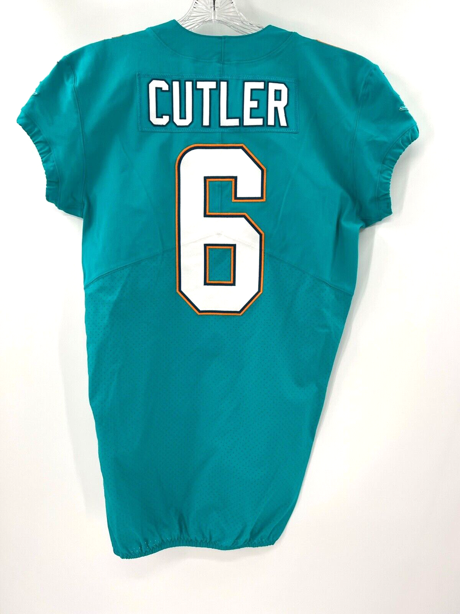 6 JAY CUTLER MIAMI DOLPHINS GAME USED AQUA NIKE JERSEY SIZE 44