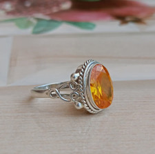Christmas Gift Citrine Gemstone Ring Handmade Solid925 Silver Ring All Size R317