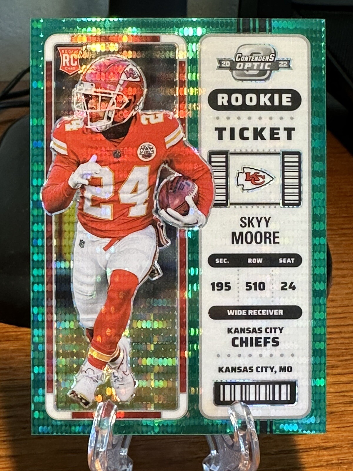 2022 Panini Contenders Optic Skyy Moore #91 Rookie Ticket Green Pulsar /30