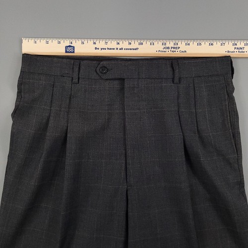 Jos A Bank Suit Mens 41L Gray Plaid Wool Cashmere 2pc Blazer Pants 35X33 - Picture 15 of 24