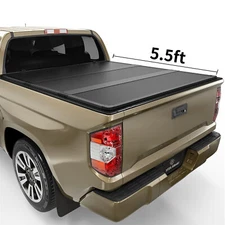 5.5FT FRP Bed Hard 3-Fold Tonneau Cover For 2022-2025 Toyota Tundra W/ Lamp