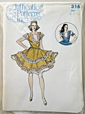 Vintage Authentic Patterns Inc. Western 316 Square Dance Dress Size 6 8 10 Uncut
