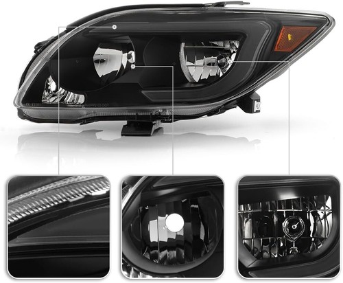 For 2005-2007 Scion tC LED Tube Black Headlights Headlamps Pair Left+Right - Picture 3 of 7