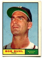 1961 Topps #145 Bob Buhl Baseball Card - Milwaukee Braves