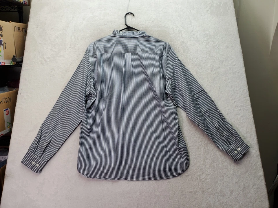 Camisa de vestir Lucky Brand para hombre L gris a rayas etiqueta blanca cuello ajustado abotonado Foto 2 de 4