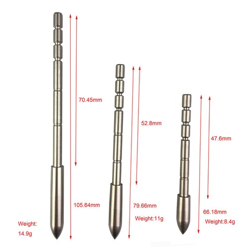 12 puntas de flecha de tiro con arco 80-230 gr punto de inserción práctica ID4,2 mm eje de flecha - Imagen 1 de 12