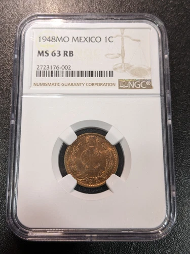 1948 Mo MS63 RB Mexico 1 Centavo NGC UNC KM 415