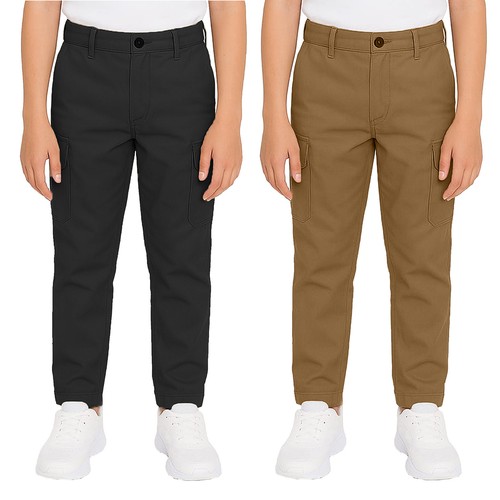 Boys Everyday Wear Super Stretch Cotton Cargo Pants (Size 8-18) 2-Pack Free Ship - Picture 9 of 32
