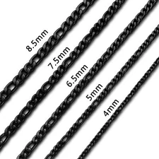 Stainless Steel Black Cuban Curb Chain 16"-24" Men Choker Necklace 4/5/6.5/7.5mm