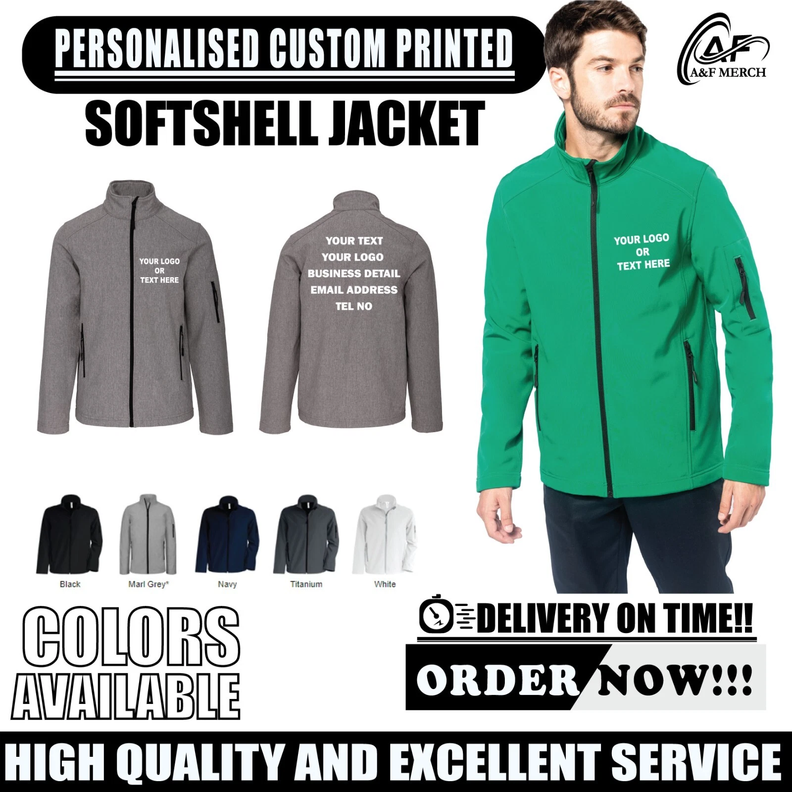Personalised Custom Kariban Softshell 3 Layer jacket Water Resistant KB401