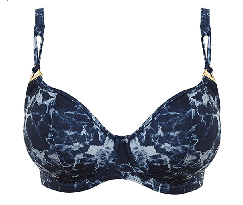 Freya Storm Plunge Bikini Top in Midnight Blue Non Padded Size