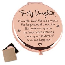 Daughter Wedding Day Gift from Mom Dad Rose Gold Compact Mirror Daughter Brid...